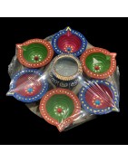 Satvik Colorful Clay Diya Set (C38) For Diwali Festival, Multicolor Diwali Diyas For Decoration, Mitti Diya Oil Lamp Clay Diyas