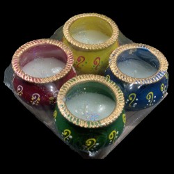 Satvik Colorful Clay Matki Diya (Wax) (C63) For Diwali Festival, Multicolor Diwali Diyas For Decoration, Mitti Diyas