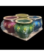 Satvik Colorful Clay Matki Diya (Wax) (C63) For Diwali Festival, Multicolor Diwali Diyas For Decoration
