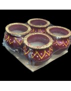 Satvik Colorful Clay Matki Diya (Wax) (C64) For Diwali Festival, Multicolor Diwali Diyas For Decoration, Mitti Diyas