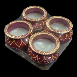 Satvik Colorful Clay Matki Diya (Wax) (C64) For Diwali Festival, Multicolor Diwali Diyas For Decoration, Mitti Diyas