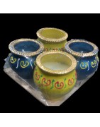 Satvik Colorful Clay Matki Diya (Wax) (C65) For Diwali Festival, Multicolor Diwali Diyas For Decoration