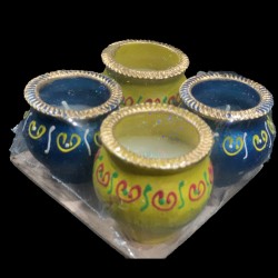 Satvik Colorful Clay Matki Diya (Wax) (C65) For Diwali Festival, Multicolor Diwali Diyas For Decoration, Mitti Diyas