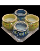 Satvik Colorful Clay Matki Diya (Wax) (C65) For Diwali Festival, Multicolor Diwali Diyas For Decoration
