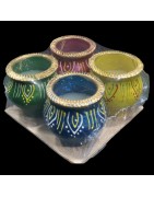 Satvik Colorful Clay Matki Diya (Wax) (C68) For Diwali Festival, Multicolor Diwali Diyas For Decoration, Mitti Diyas