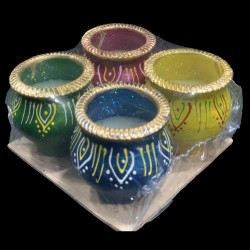 Satvik Colorful Clay Matki Diya (Wax) (C68) For Diwali Festival, Multicolor Diwali Diyas For Decoration, Mitti Diyas