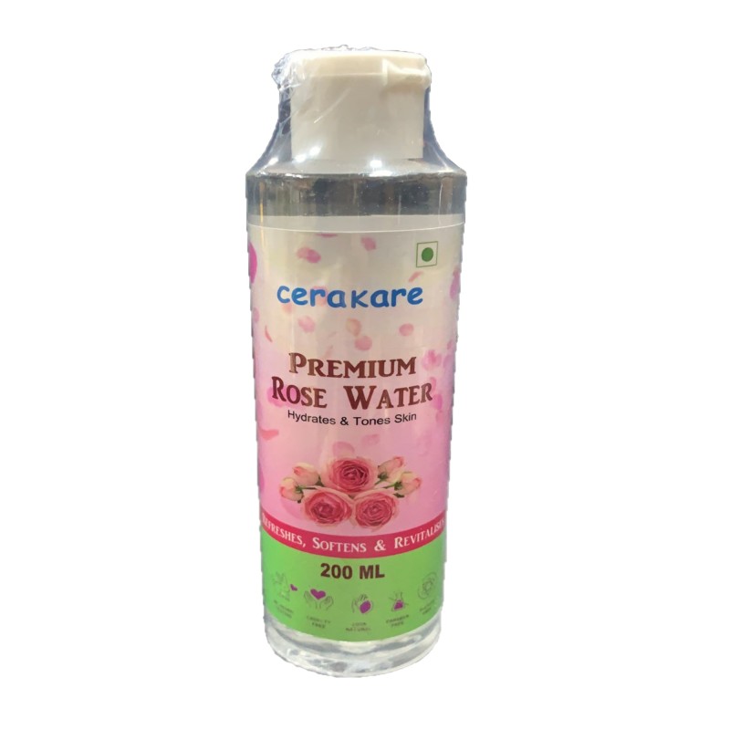 Cerakare Premium Rose Water, 200ml- Hydrates & Tones Skin