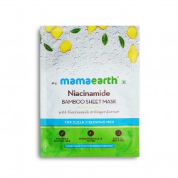 Mamaearth Niacinamide Bamboo Sheet Mask, Pack Of 2 (25g Each), With Niacinamide & Ginger Extract, For Clear & Glowing Skin