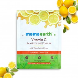 Mamaearth Vitamin C Bamboo Sheet Mask, Pack Of 2 (25g Each), With Vitamin C & Honey, For Skin Illumination