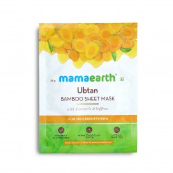 Mamaearth Ubtan Bamboo Sheet Mask, Pack Of 2 (25g Each), With Turmeric & Saffron, For Skin Brightening