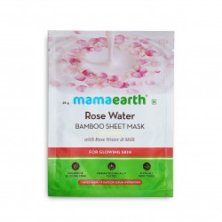 Mamaearth Rose Water Bamboo Sheet Mask, Pack Of 2 (25g Each), With Rose Water & Milk, For Glowing Skin