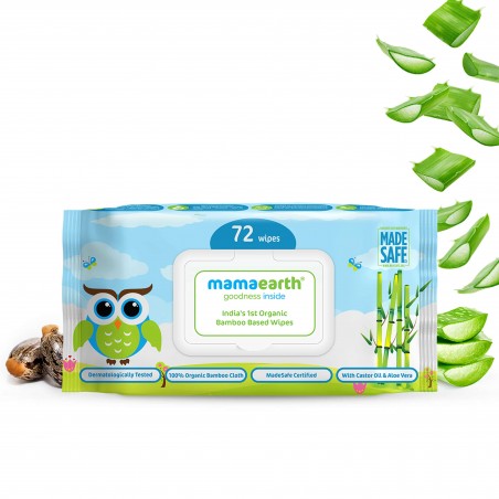 Mamaearth Organic Bamboo Based Baby Wipes, Pack Of 72 Wipes
