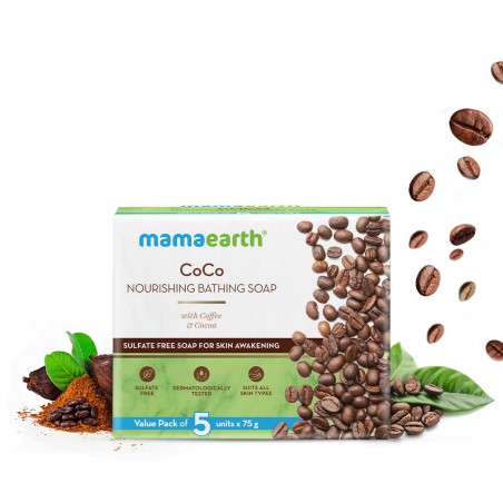 Mamaearth Coco Nourishing Bathing Soap, Pack of 5 (75g Each), With Coffee & Cocoa, Sulfate Free Soap For Skin Awakening