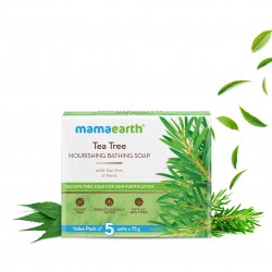 Mamaearth Tea Tree Nourishing Bathing Soap, Pack of 5 (75g Each), With Tea Tree & Neem, Sulfate Free Soap For Skin Purification