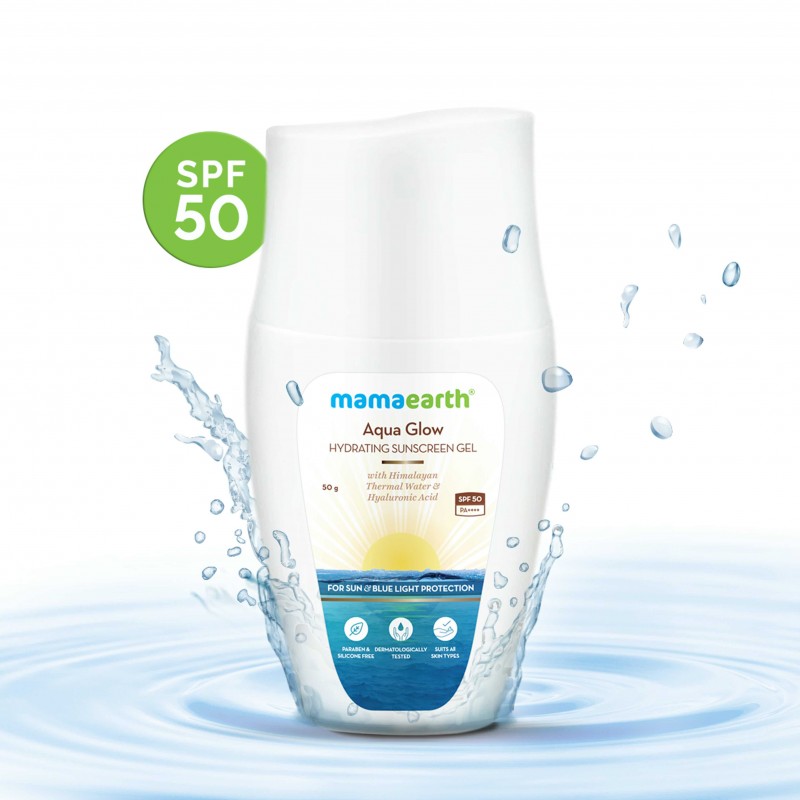 Mamaearth Aqua Glow Hydrating Sunscreen Gel SPF 50, 50g- For Sun & Blue Light Protection