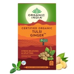 Organic India Tulsi Ginger 25N Infusion Bags- Stress Relieving