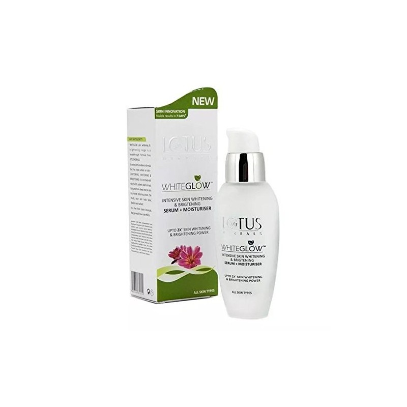 Lotus Herbals Whiteglow Intensive Skin Whitening & Brightening Serum+Moisturizer, 30ml- For All Skin Types