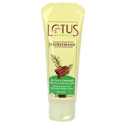 Lotus Herbals Tea Tree Wash, 120g- Anti-Acne Oil Control Face Wash, Helps Control Pimples & Acne, For Oily Skin