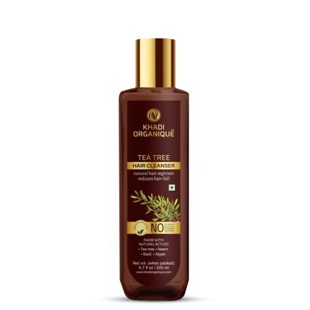 Khadi Organique Tea Tree Hair Cleanser, 200ml- Natural Hair Regimen, Reduces Hair Fall, With Tea Tree, Neem, Basil & Algae