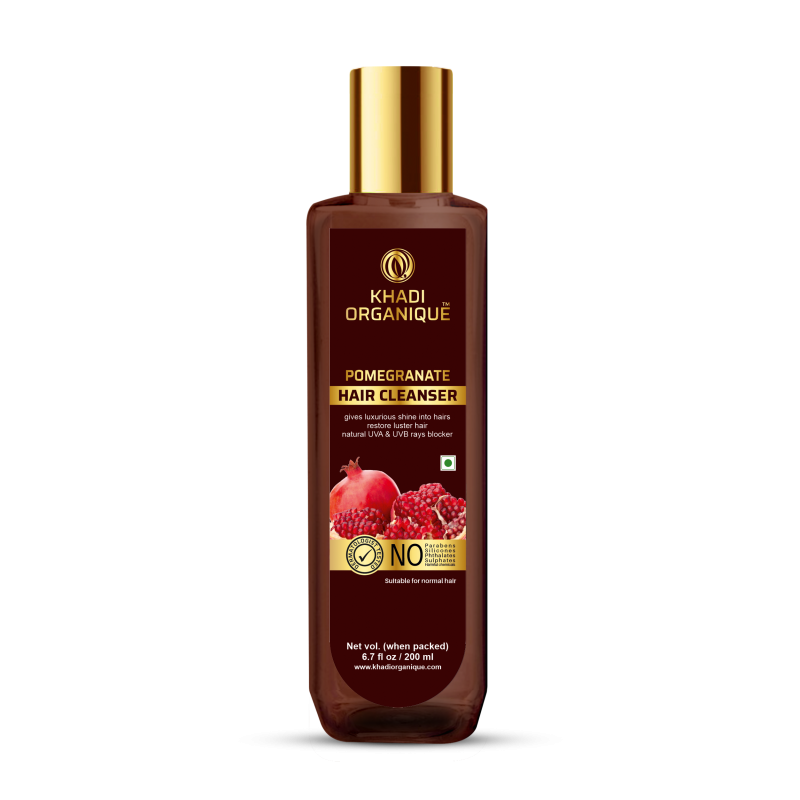 Khadi Organique Pomegranate Hair Cleanser, 200ml- Gives Luxurious Shine, Restores Luster, For Normal Hair