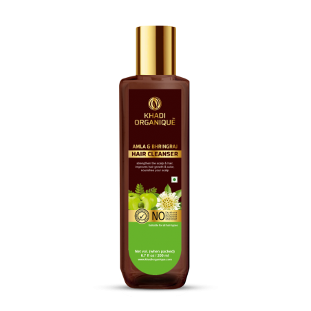 Khadi Organique Amla & Bhringraj Hair Cleanser, 200ml- Strengthens Hair Follicles, Rejuvenates The Scalp, For All Hair Types