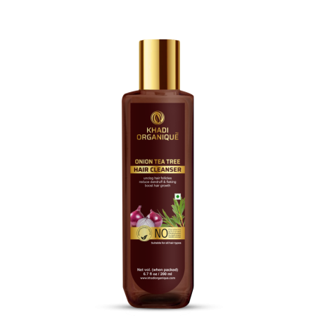 Khadi Organique Onion Tea Tree Hair Cleanser, 200ml- Reduces Dandruff & Flaking, Boosts Hair Growth, For All Hair Types