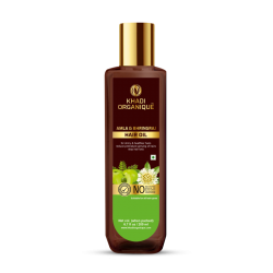 Khadi Organique Amla & Bhringraj Hair Oil, 200ml- For Shiny & Healthier Hair, Reduces Premature Greying, For All Hair Types