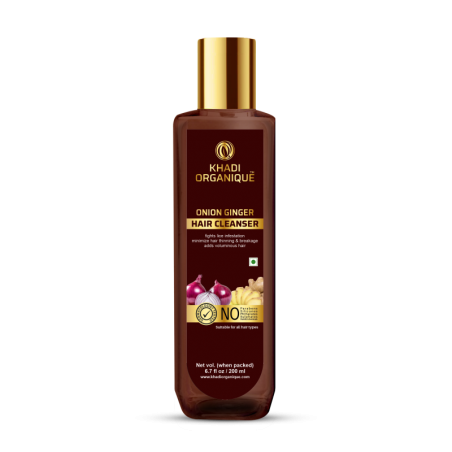 Khadi Organique Onion Ginger Hair Cleanser, 200ml- Fights Lice Infestation, Minimizes Hair Thinning, For All Hair Types