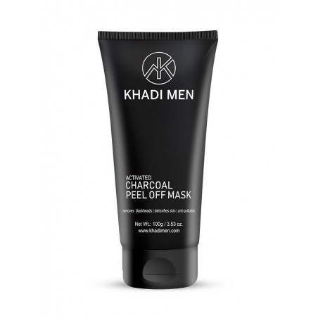Khadi Men Activated Charcoal Peel Off Mask, 100g- Removes Blackheads, Detoxifies Skin, Anti-Pollution