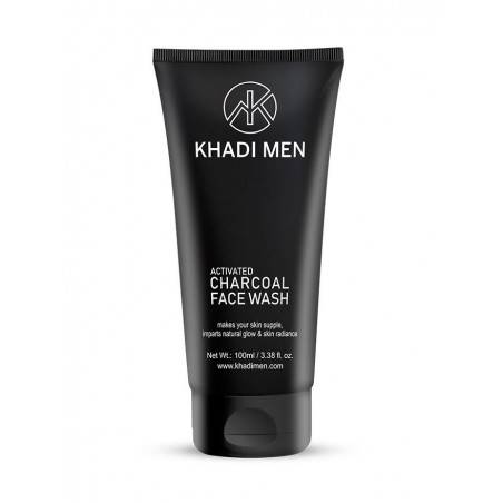 Khadi Men Activated Charcoal Face Wash, 100ml- Makes Your Skin Supple, Imparts Natural Glow & Skin Radiance