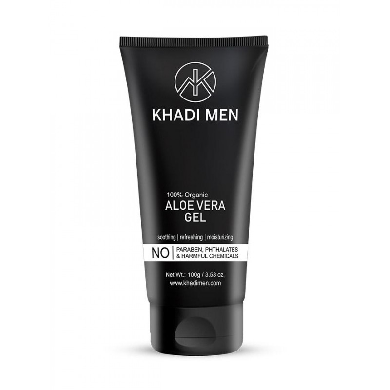 Khadi Men 100% Organic Aloe Vera Gel, 100g- Soothing, Refreshing & Moisturizing