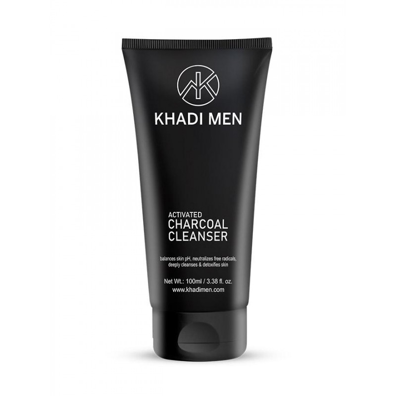 Khadi Men Activated Charcoal Cleanser, 100ml- Balances Skin pH , Neutralizes Free Radicals, Deeply Cleanses & Detoxifies Skin