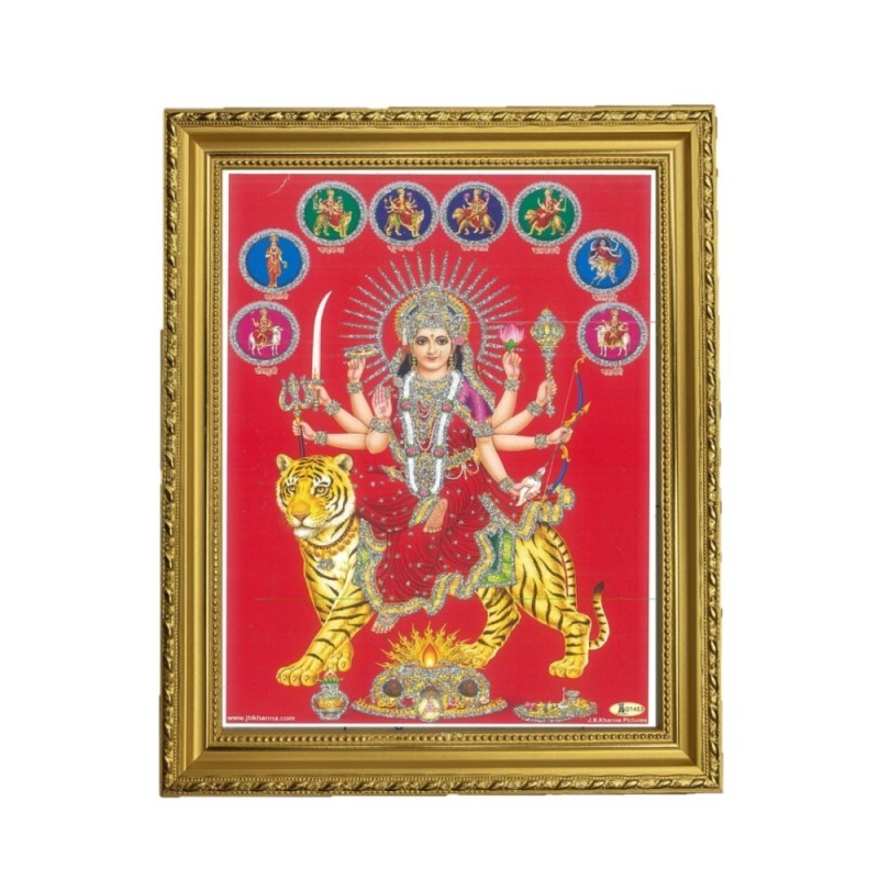 Satvik Goddess Durga Ma Sherawali, Ma Ambe Designer Wooden Golden