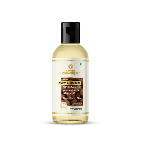 Khadi Organique Sweet Almond Oil, 100ml- For Hair, Nails & Skin, Suitable For All Skin & Hair Types