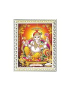 Satvik Lord Ganesha Designer White Photo Frame (5) for Pooja, Prayer & Decor (17*22cms)