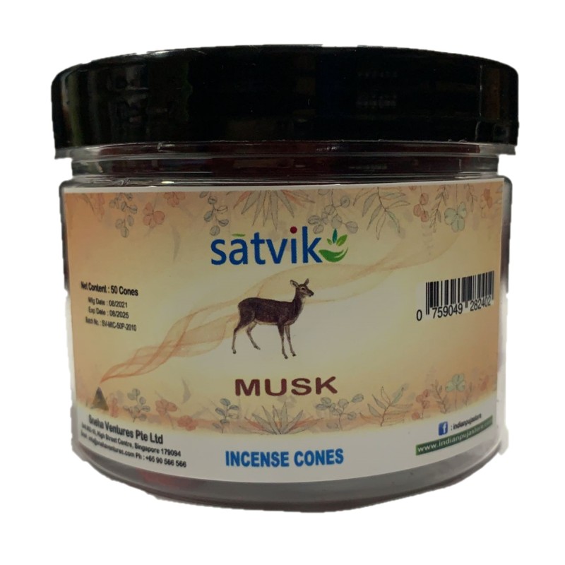 Satvik Musk Incense Cones For Puja And Prayer (Pack Of 50 Cones)