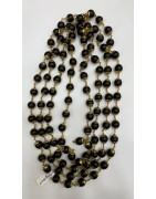 Satvik Gold Plated Black Beads Mala, 108 Beads For Neck Wearing, Prayer, Rosary Japmala