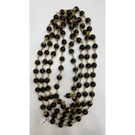 Satvik Gold Plated Black Beads Mala, 108 Beads For Neck Wearing, Prayer, Rosary Japmala