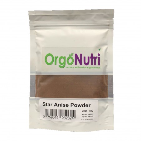 OrgoNutri Premium Quality Star Anise Powder, Chakra Phool Powder, 100g Flavoured and Aromatic Spice