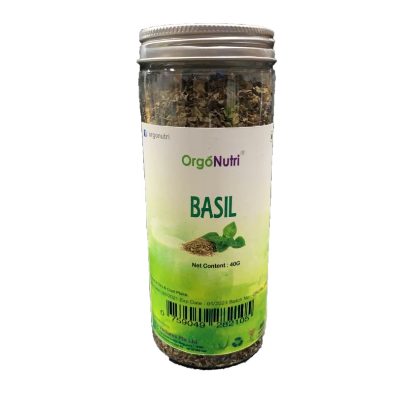 OrgoNutri Dried Basil Leaves, 40g (Dry Tulsi Leaves), Seasoning Herb