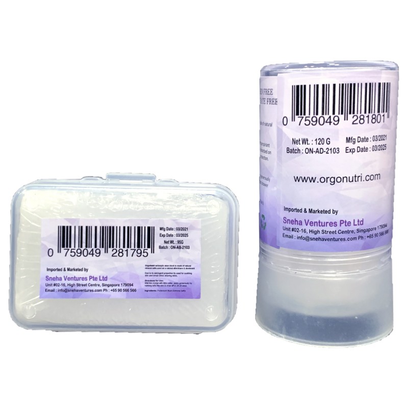 OrgoNutri Combo Pack of Alum Crystal Antiseptic Alum Block & Deodorant