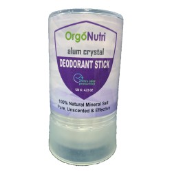 OrgoNutri Alum Crystal (Tawas), Deodorant Stick, 120g- 24hrs Odor Protection, 100% Natural, Pure, Unscented & Effective