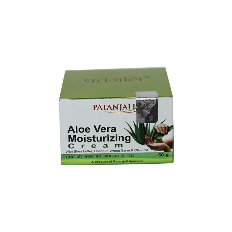 Patanjali Aloevera Moisturizing Cream, 50g With Shea Butter, Coconut, Wheat Germ & Olive Oil