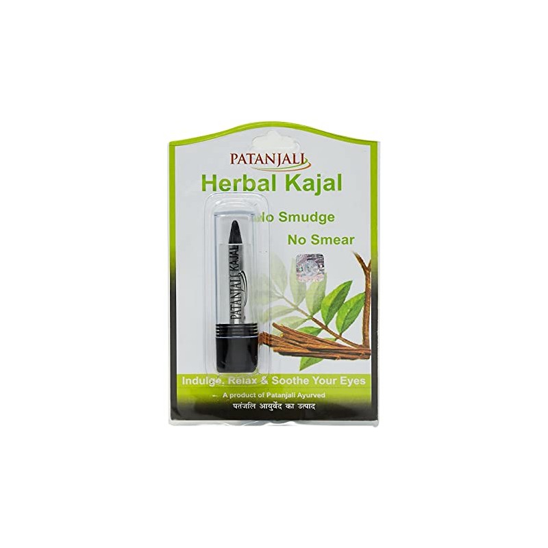 Patanjali Herbal Kajal (Black), 3g No Smudge No Smear