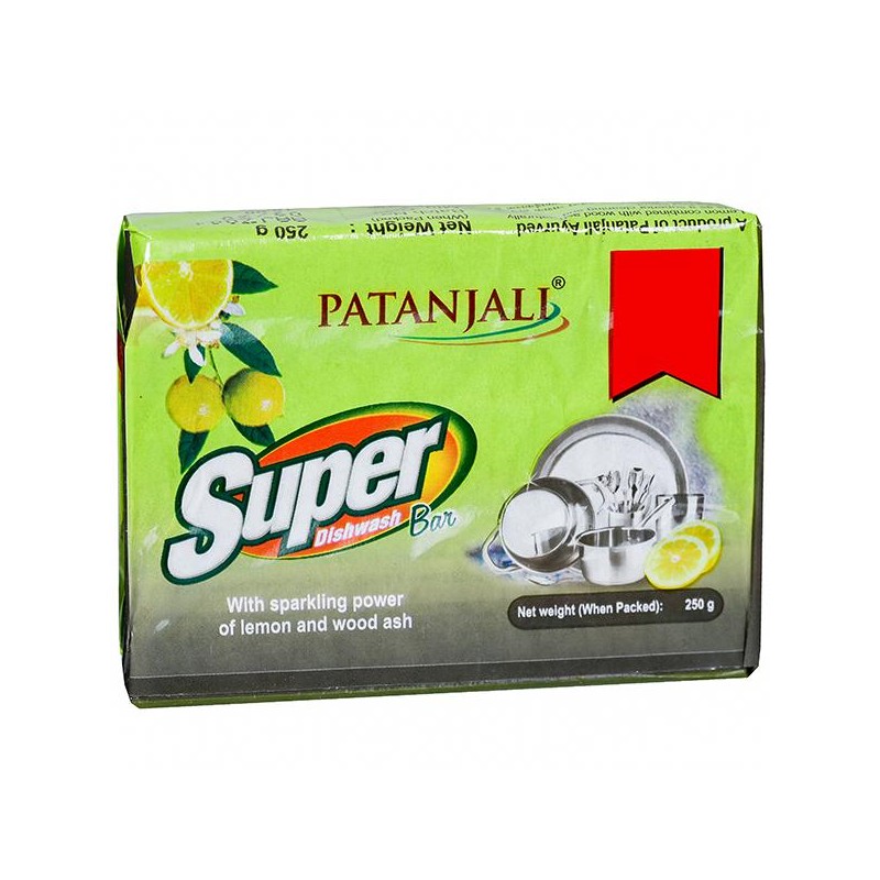 Patanjali Super Dishwash Bar, Pack of 4 (250g each) With Sparkling Power Of Lemon & Wood Ash