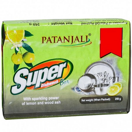 Patanjali Super Dishwash Bar, Pack of 4 (250g each) With Sparkling Power Of Lemon & Wood Ash