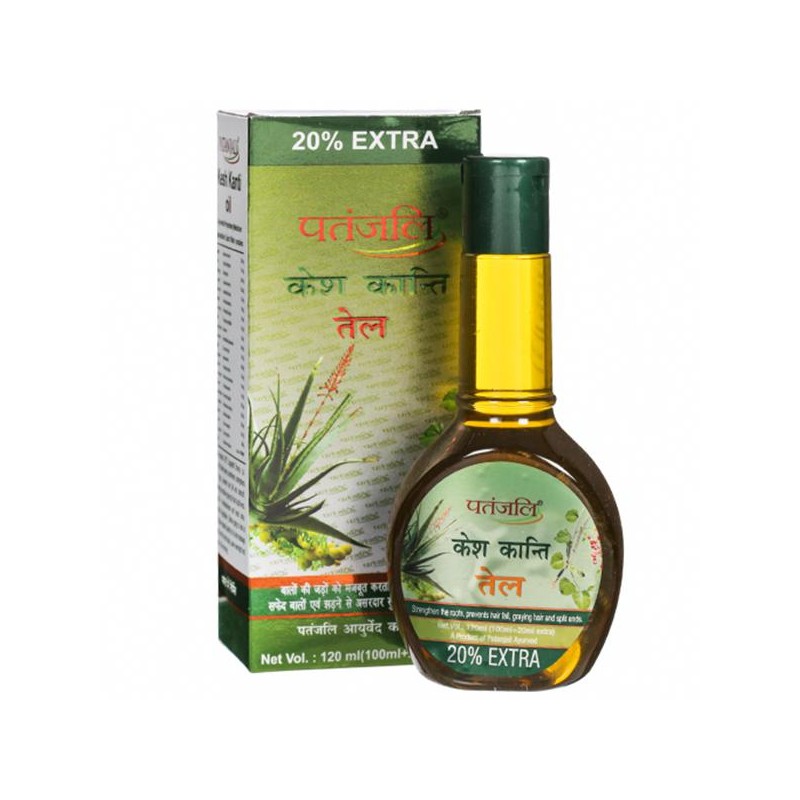 Patanjali Kesh Kanti Hair Oil, 100ml+20ml- Strengthens the Roots, Prevents Hair Fall, Graying Hair and Split Ends