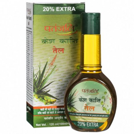 Patanjali Kesh Kanti Hair Oil, 100ml+20ml- Strengthens the Roots, Prevents Hair Fall, Graying Hair and Split Ends