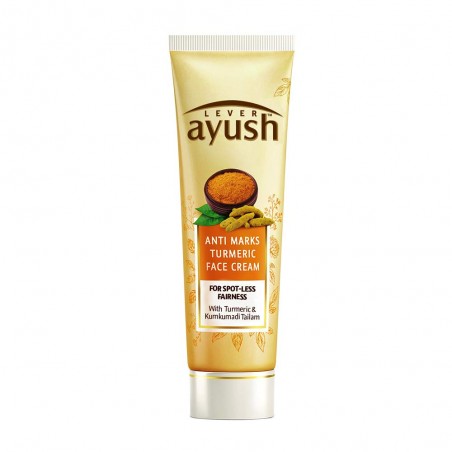 Lever Ayush Anti-Marks Turmeric Face Cream, 50g For Spot-Less Fairness With Turmeric And Kumkumadi Tailam