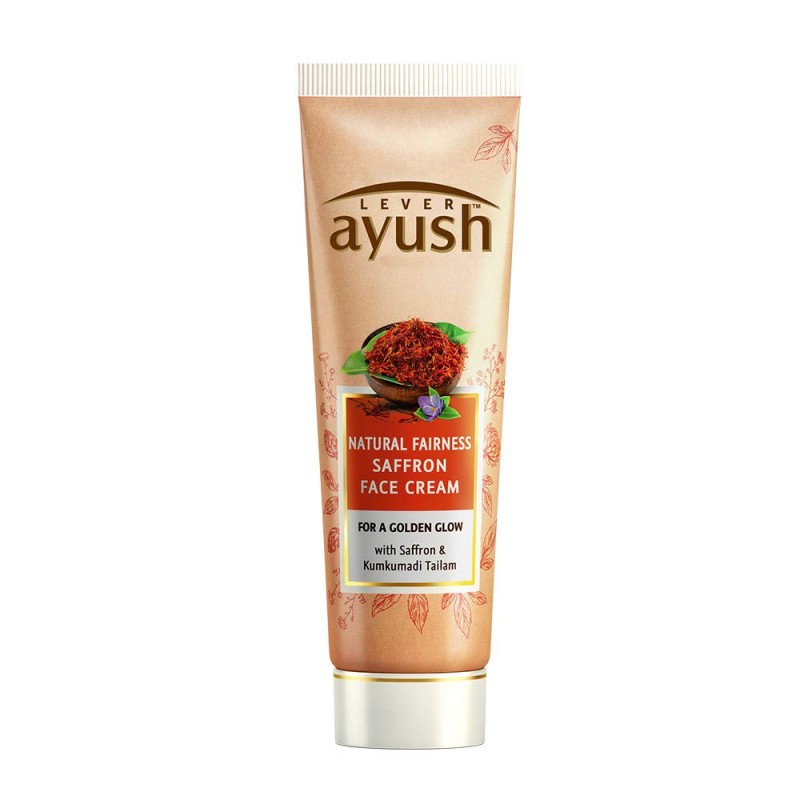Lever Ayush Natural Fairness Saffron Face Cream, 50g For A Golden Glow With Saffron And Kumkumadi Tailam